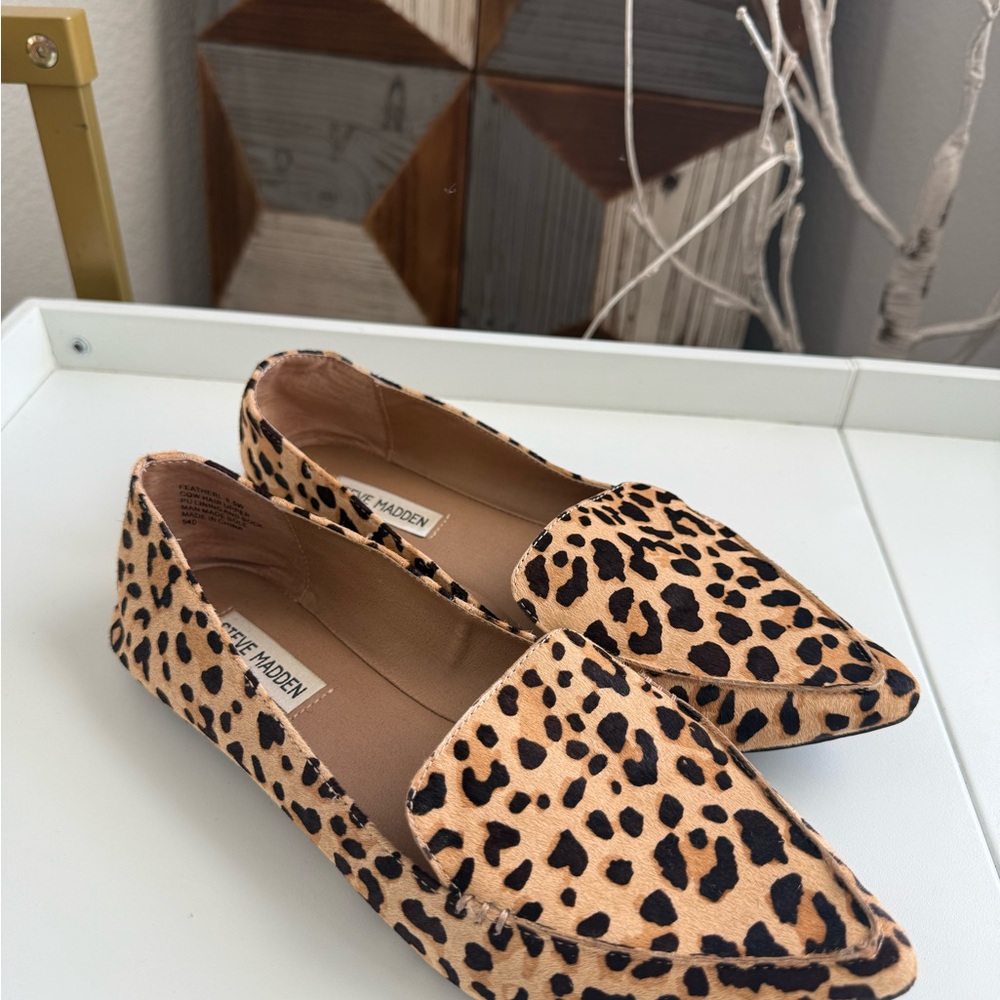 Steve Madden Brown and Black Animal Print Flats